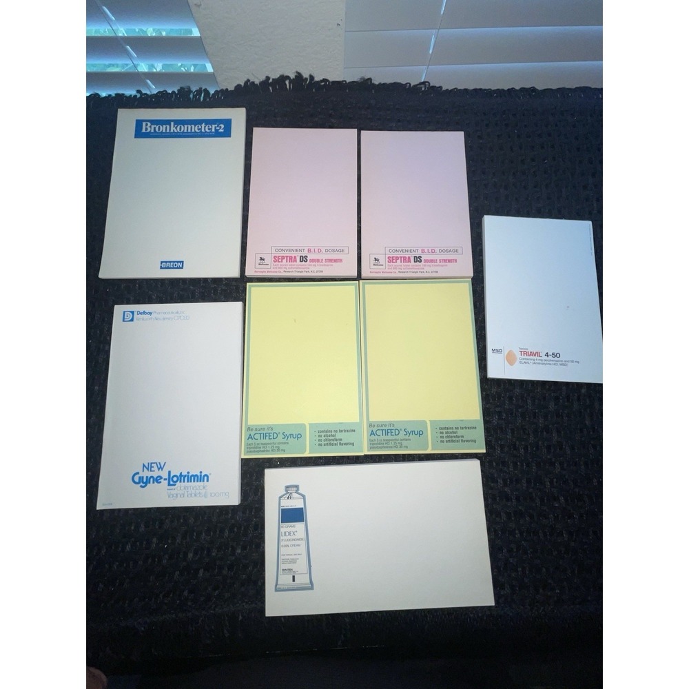 Lot Of 8 Pharmaceutical Drug Rep Note Pads Paper Swag Promos Advertising 70's/80
